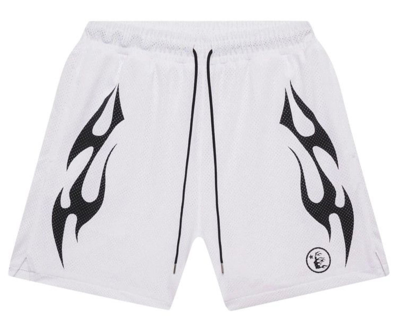 Hellstar sports flame shorts(white)