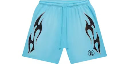 Hellstar Flame Shorts Baby Blue Black